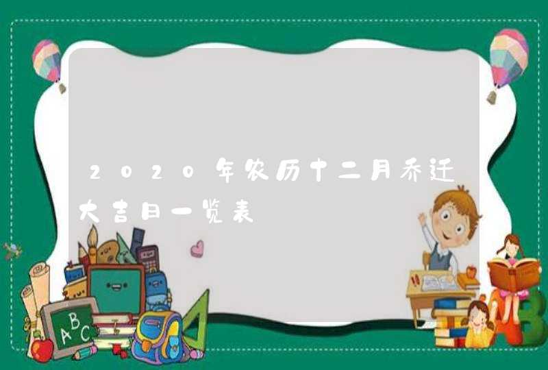 2020年农历十二月乔迁大吉日一览表,第1张