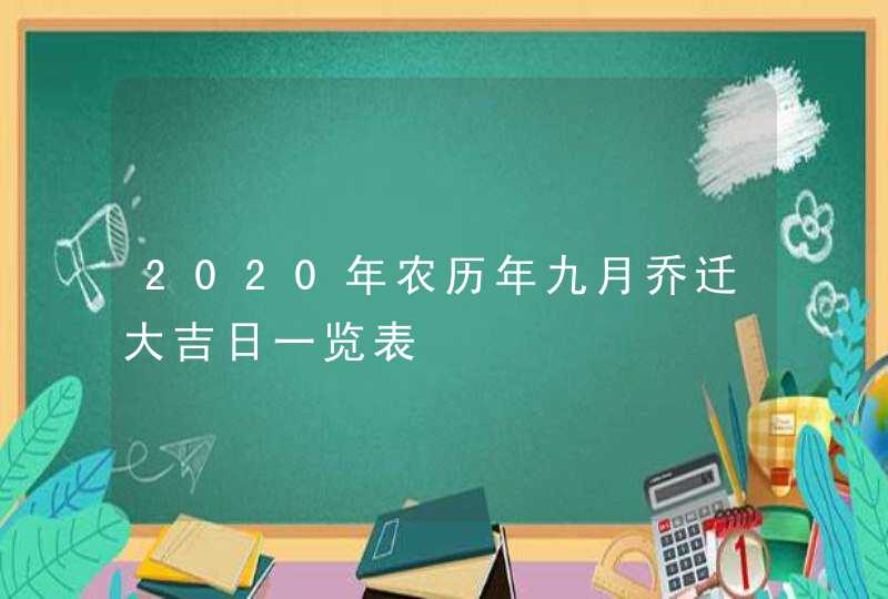 2020年农历年九月乔迁大吉日一览表,第1张